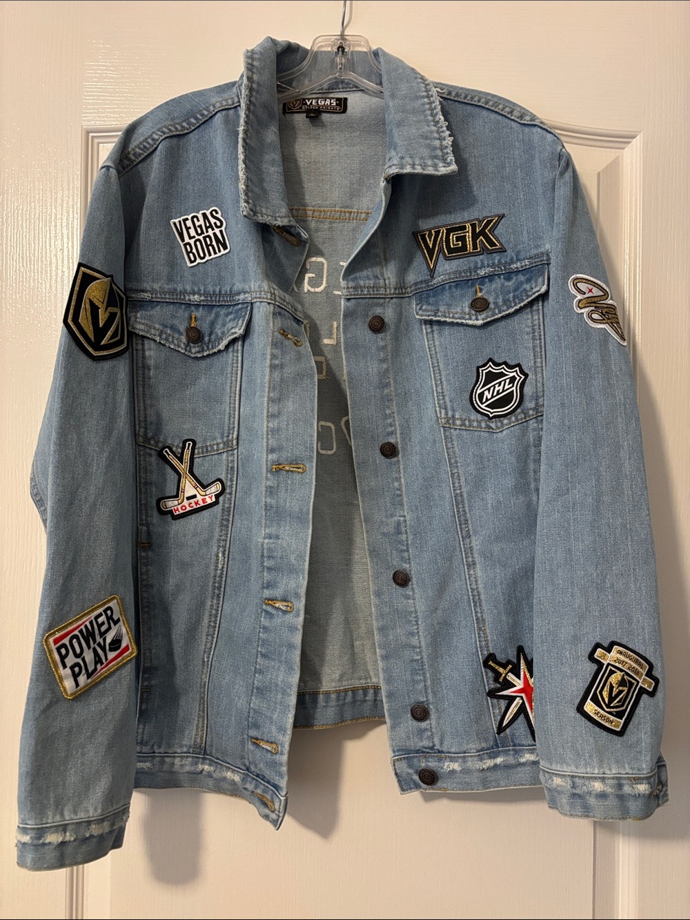 Vegas Golden Knights custom denim patch jacket L- excellent condition.